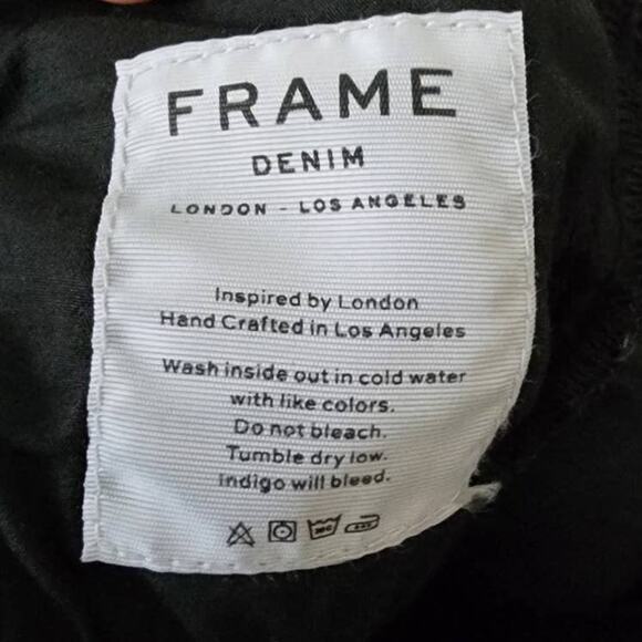 FRAME Le High Straight Shredded Raw Hem in Film Noir - Picture 11 of 13